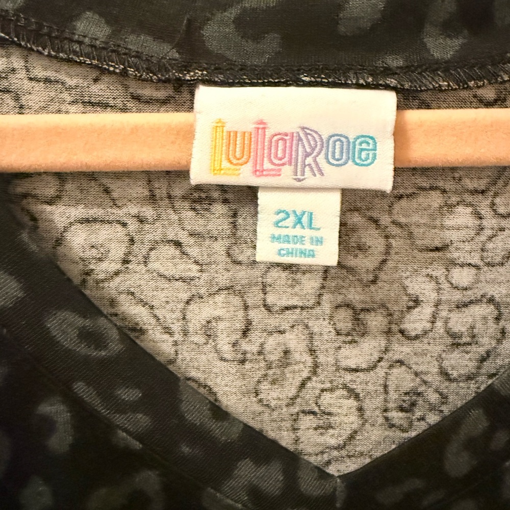 LuLaRoe “Emily” Black Animal Print Long Sleeve Dress - Picture 3 of 5